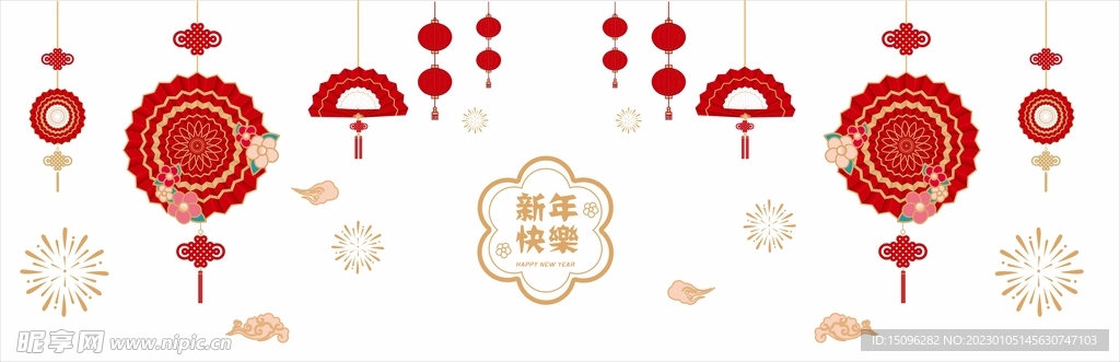 窗花剪纸新春快乐素材图片