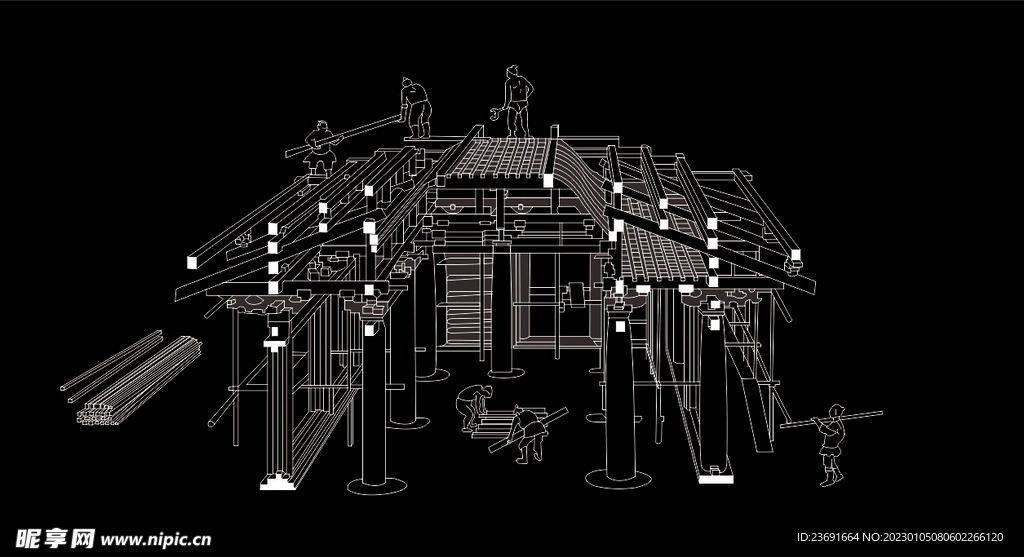 古建筑修缮场景图