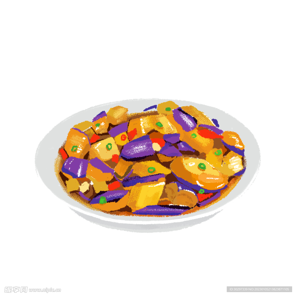 土豆茄子手绘PNG