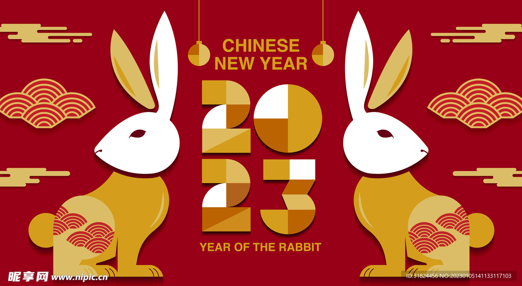 春节兔子素材兔子元素图案 