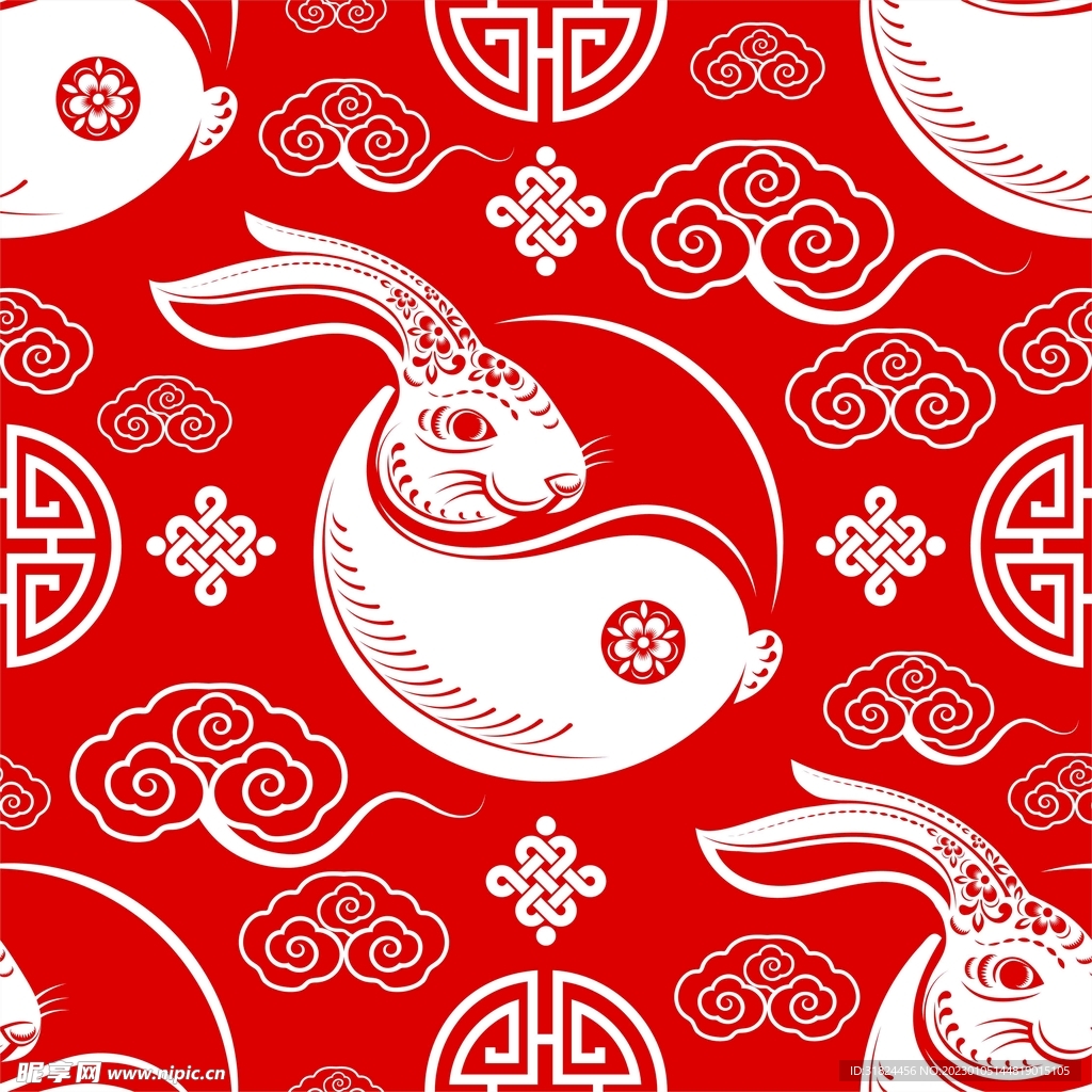  春节兔子素材兔子元素图案 