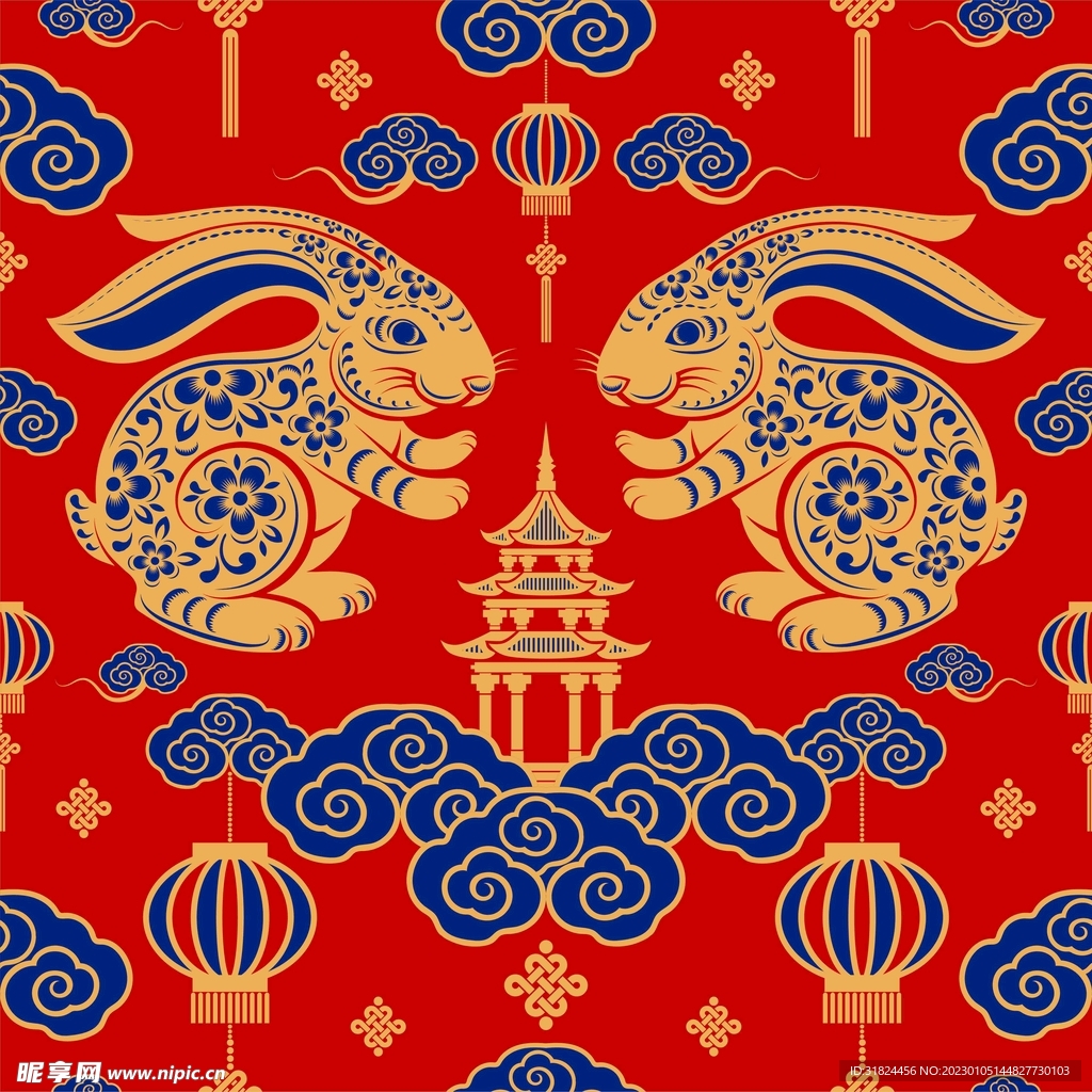 春节兔子素材兔子元素图案 