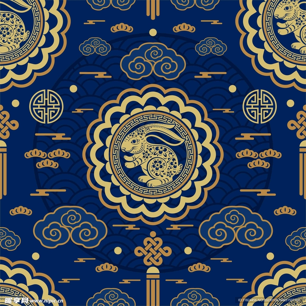 春节兔子素材兔子元素图案 