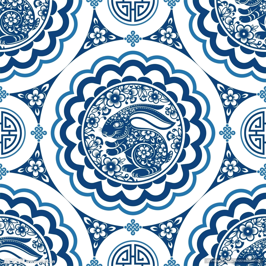 春节兔子素材兔子元素图案 