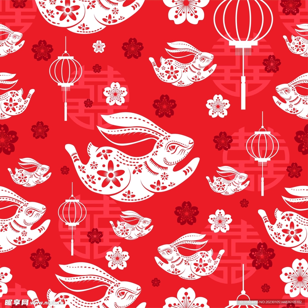 春节兔子素材兔子元素图案 