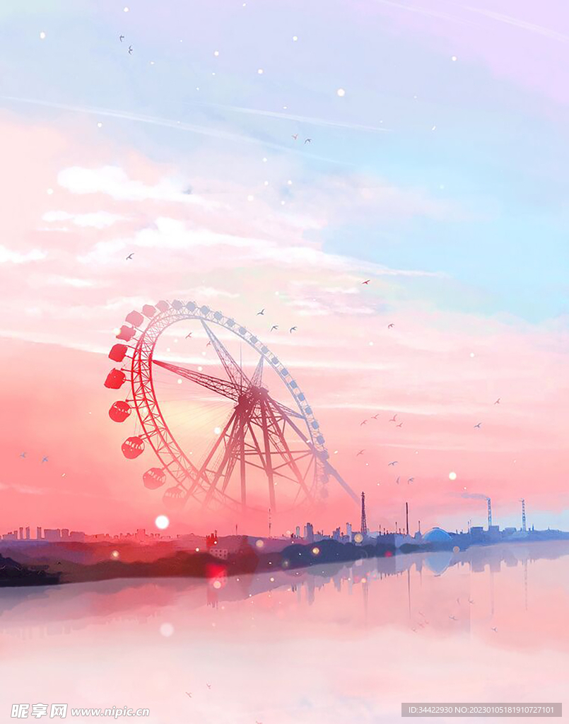 青春浪漫摩天轮背景
