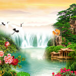 贺寿 福禄 电源箱壁画