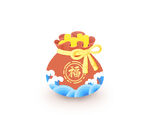 新年元旦喜庆手绘海浪纹红包福袋