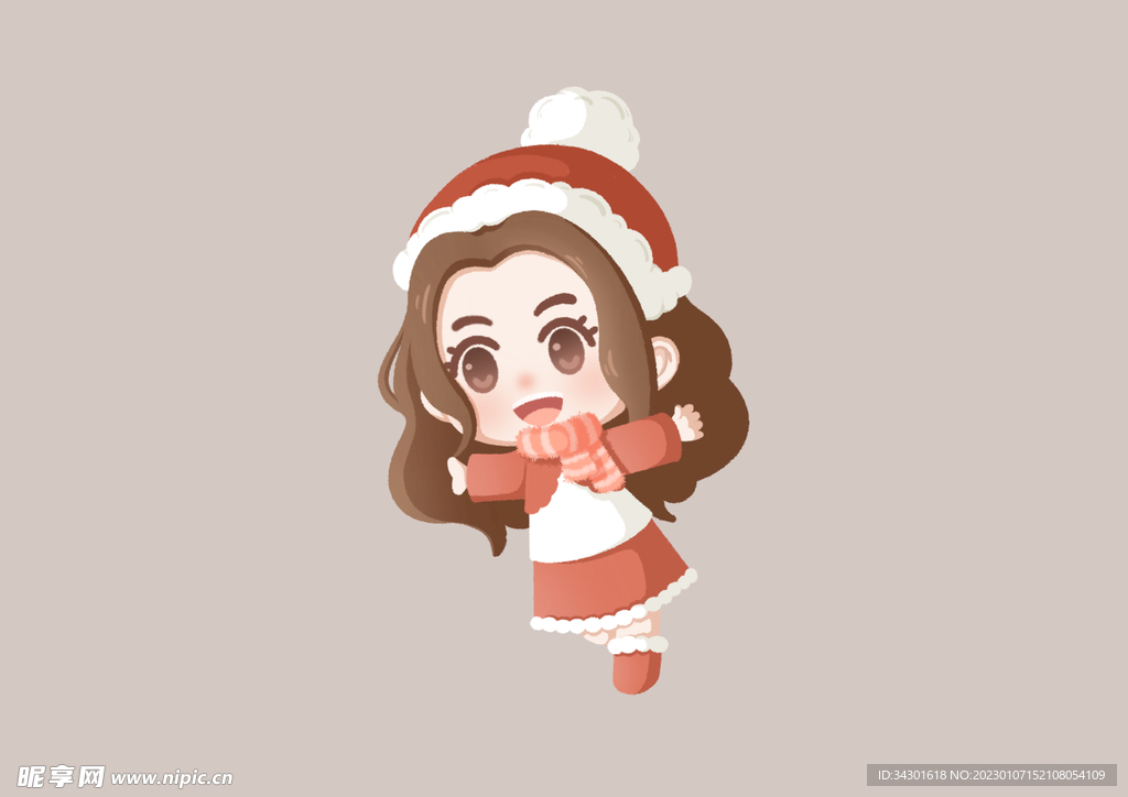 Q版新年孩子元旦春节喜庆红色