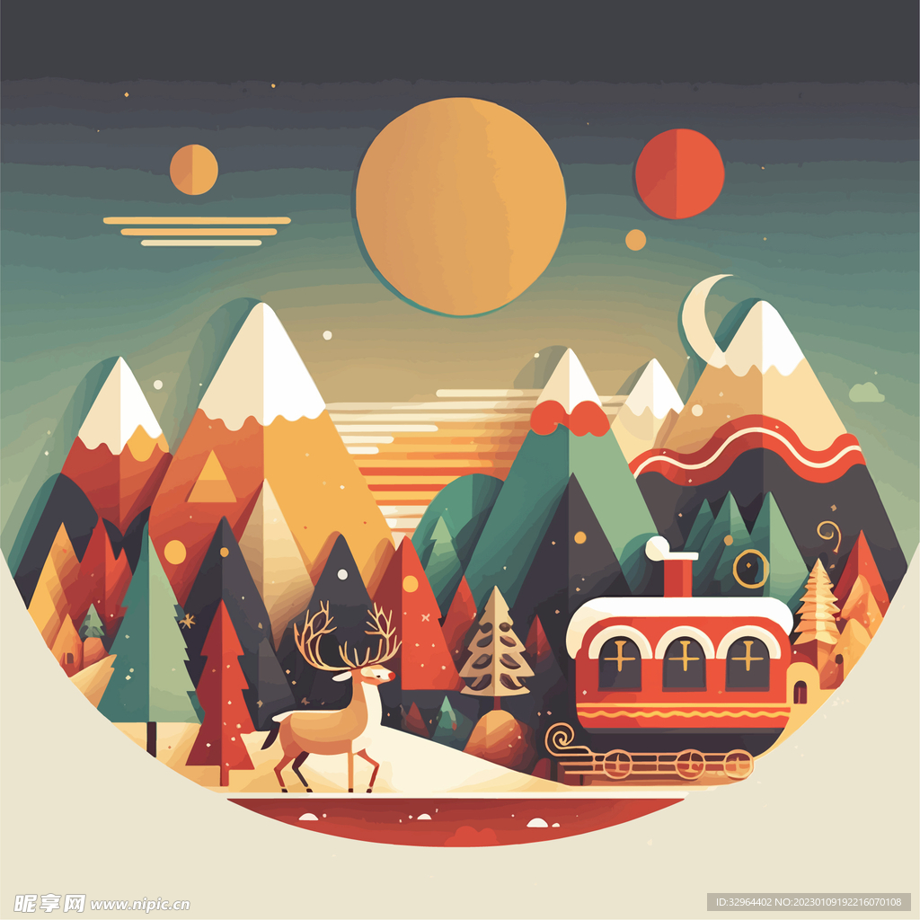 圣诞节山峰插画