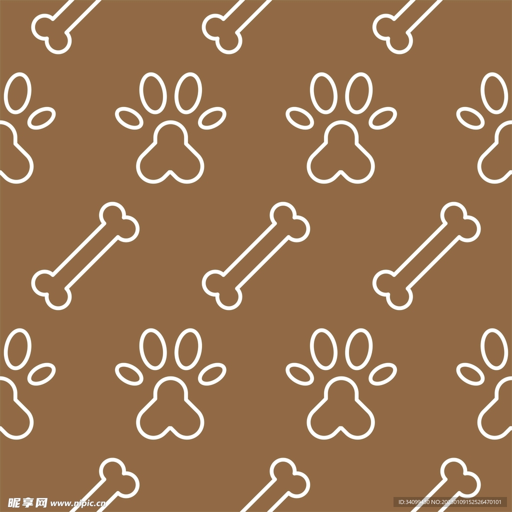 卡通宠物爪印图案