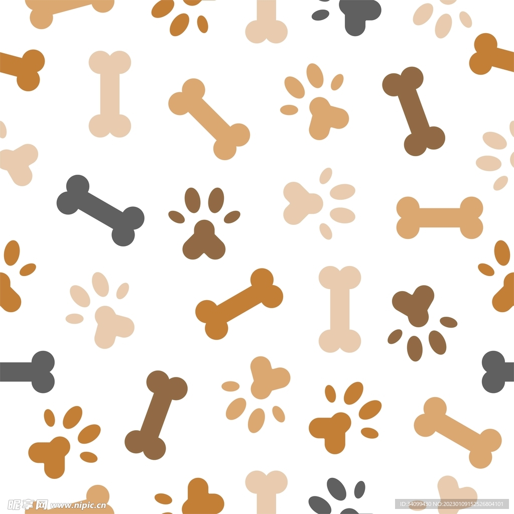 卡通宠物爪印图案