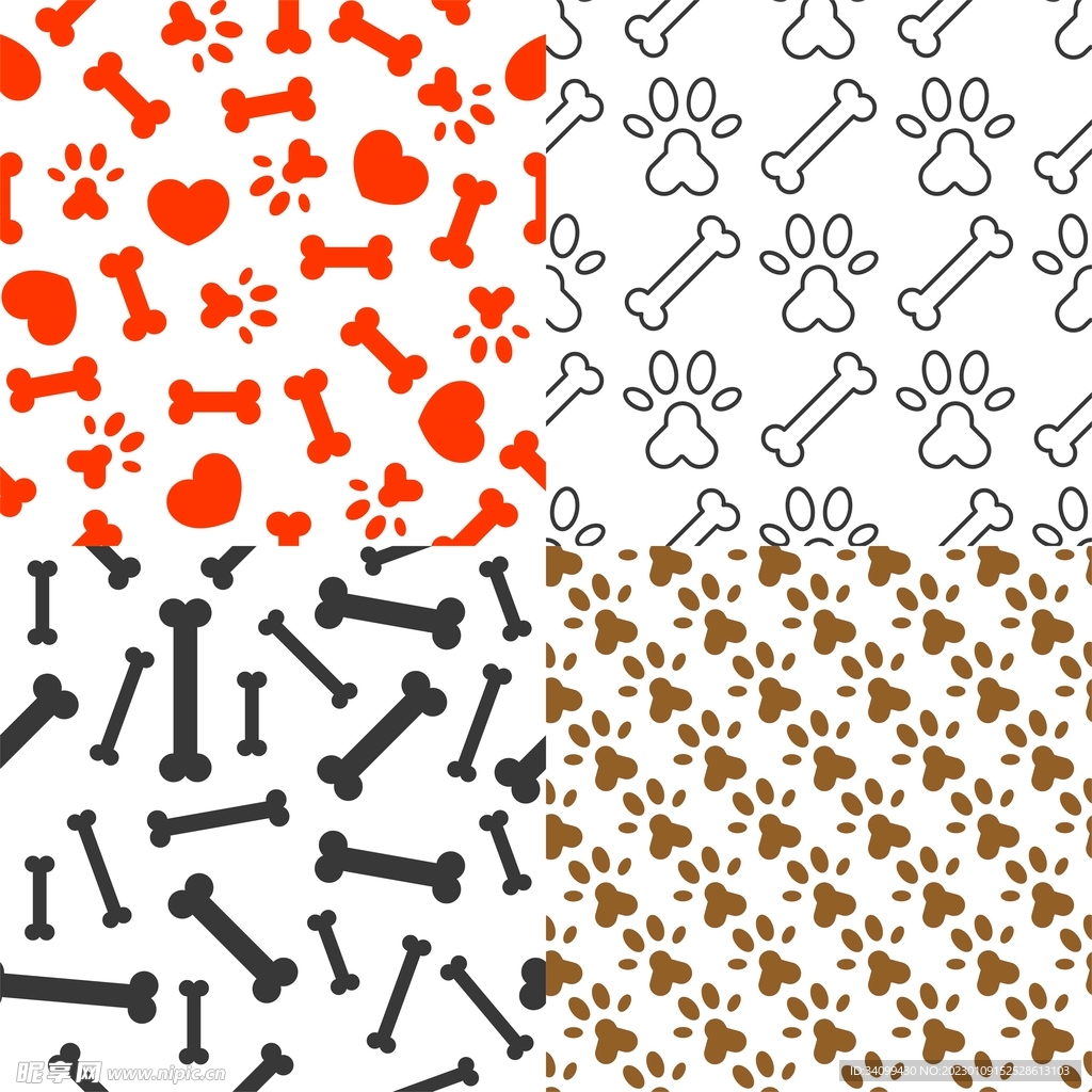 卡通宠物爪印图案