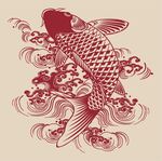 鲤鱼锦鲤矢量图案中国风插画