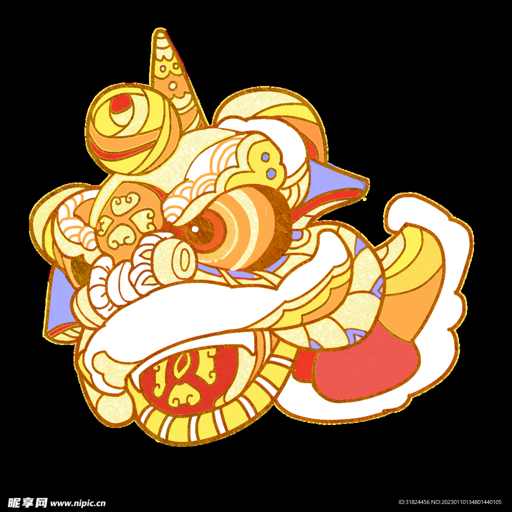 春节兔年插画元素图案 