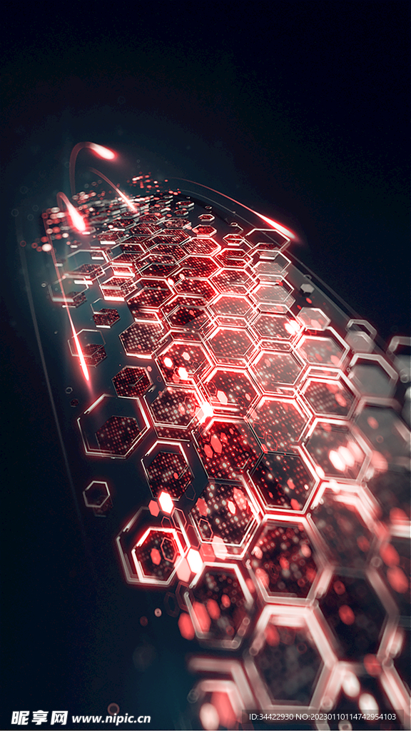 红色几何科技背景