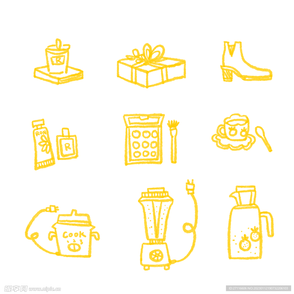 日用品厨房艺术涂鸦儿童简笔画