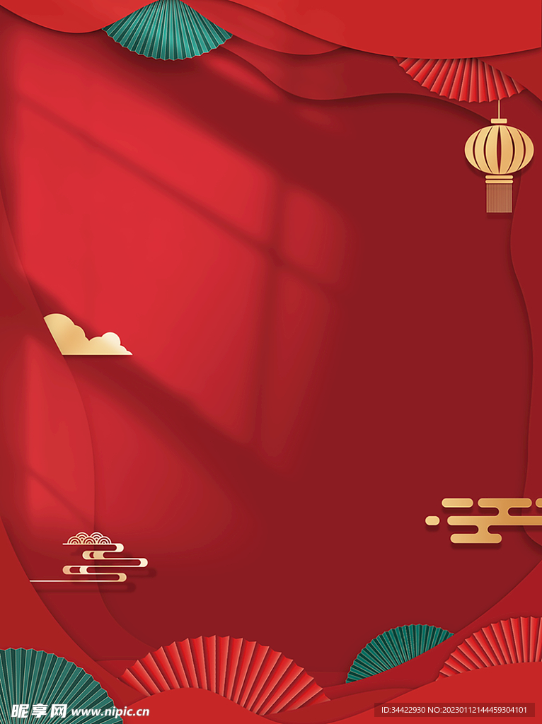 国潮剪纸风喜庆新年背景