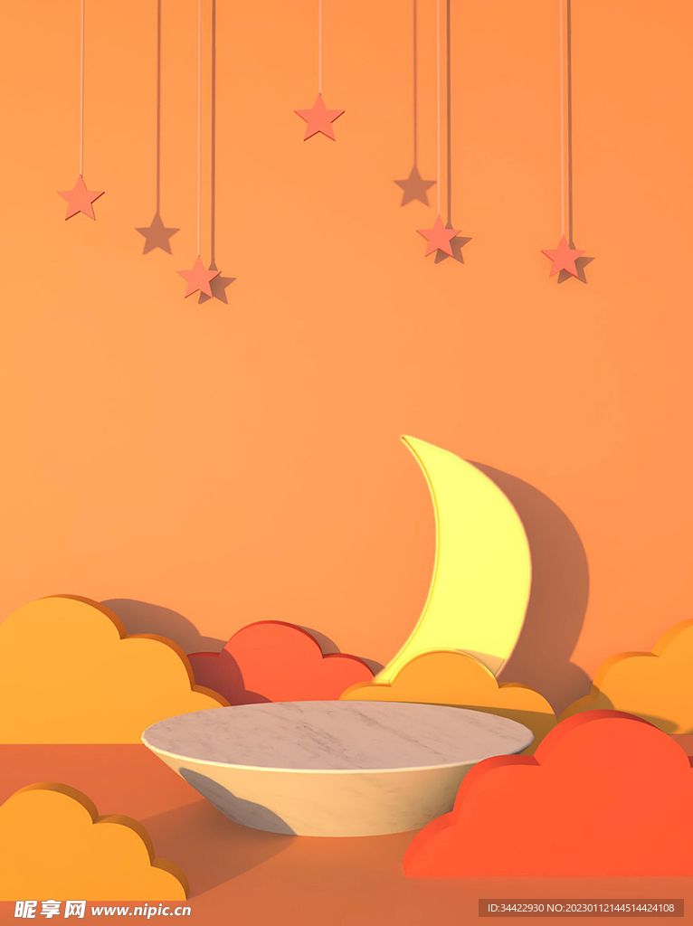 几何三维卡通立体舞台