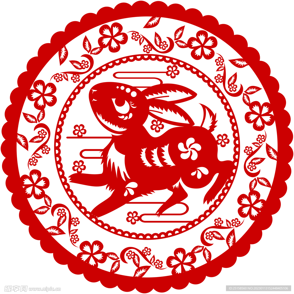 兔年玻璃门贴 窗花