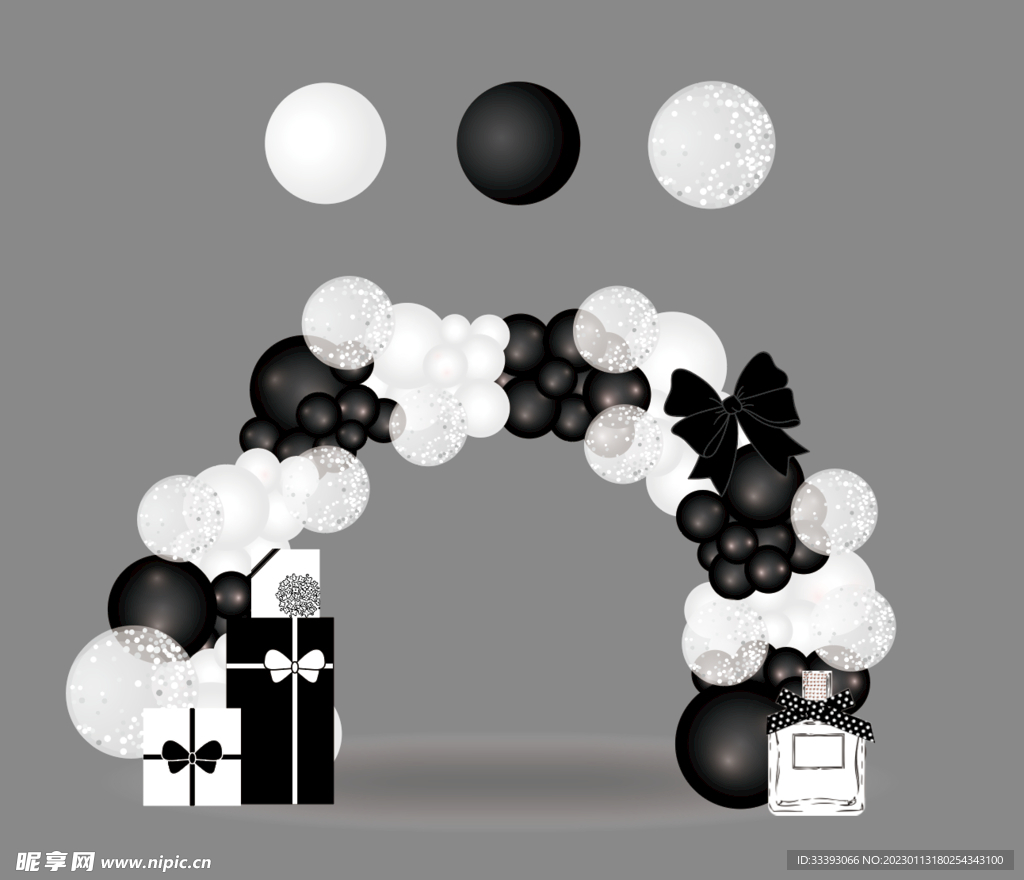 黑白气球拱门