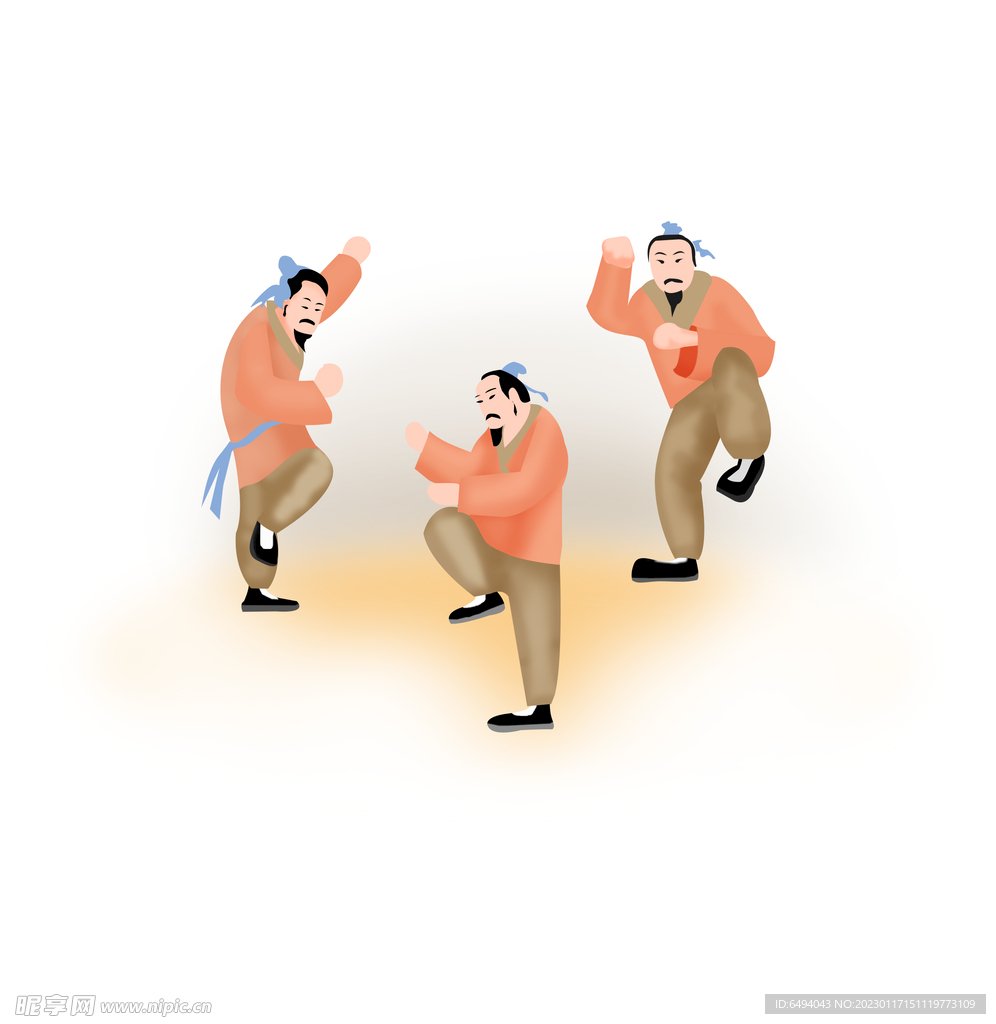 古代五禽戏强身健体手绘