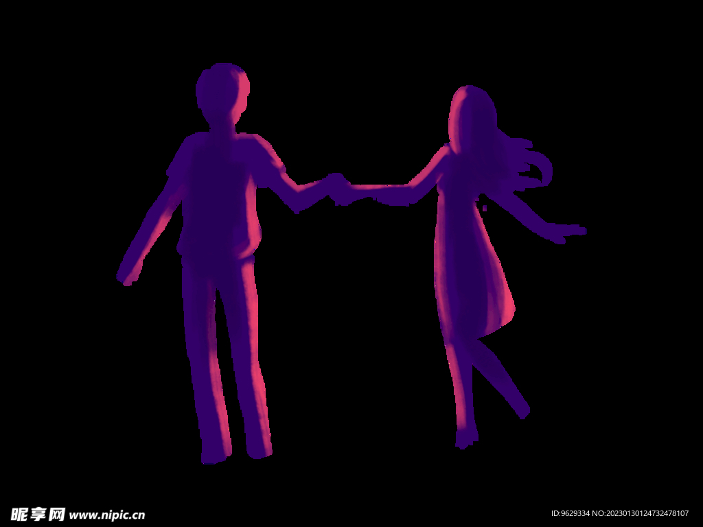 手拉手剪影