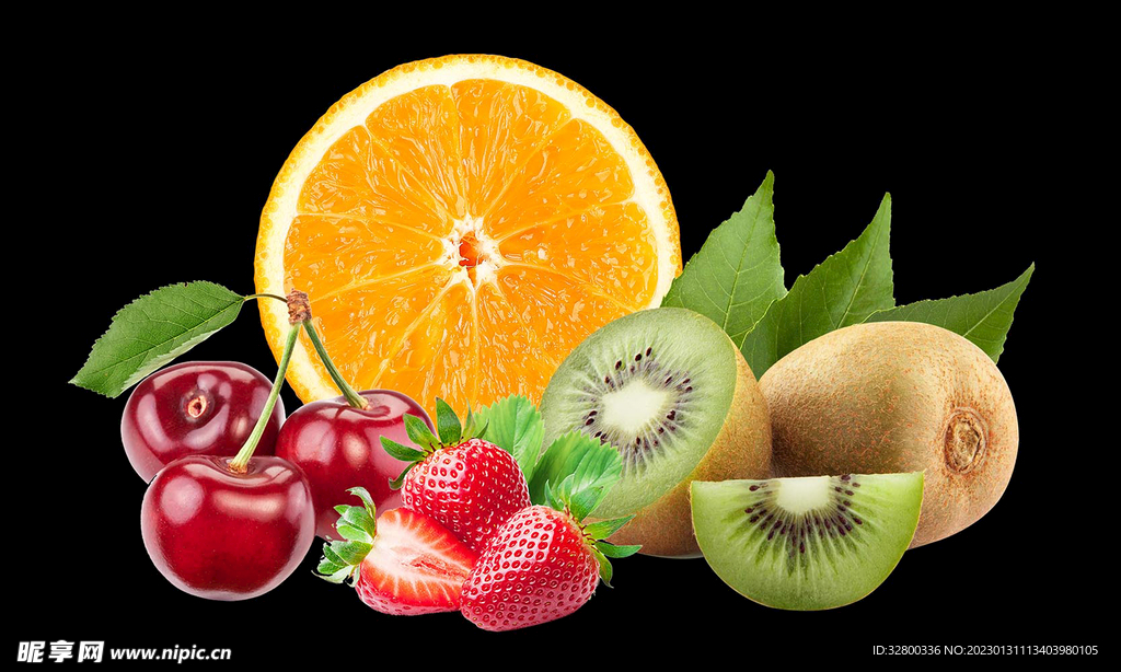 樱桃草莓奇异果橙子水果免抠图片