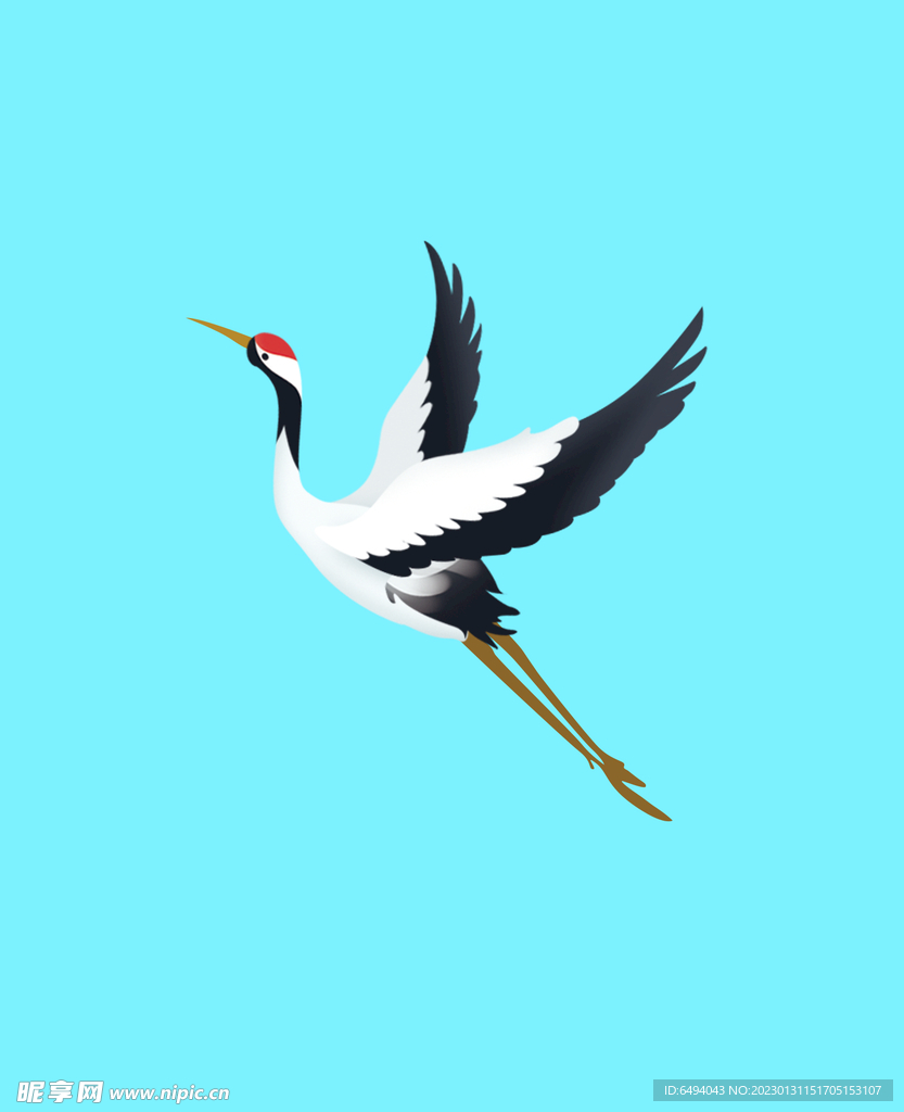 展翅高飞的仙鹤单层免抠素材