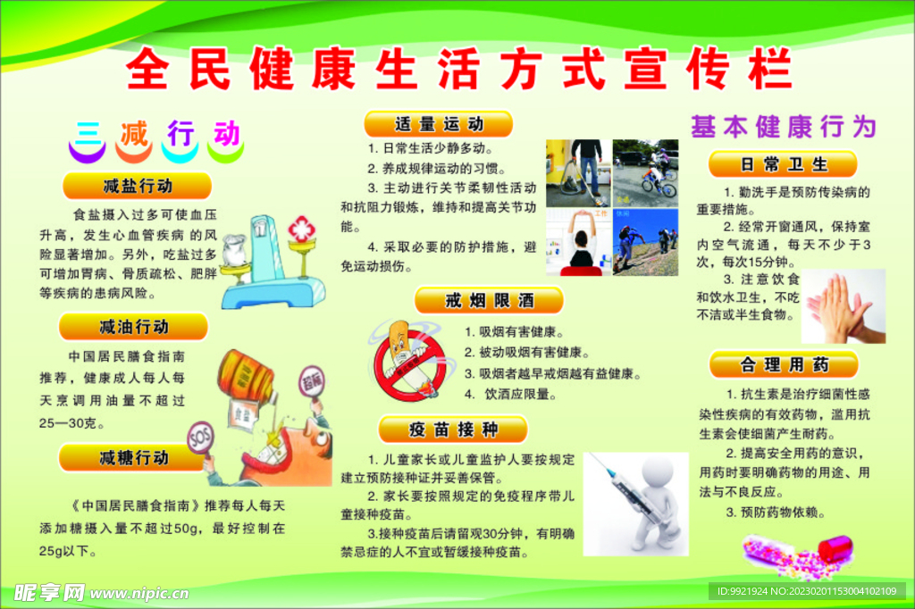 健康生活方式宣传栏