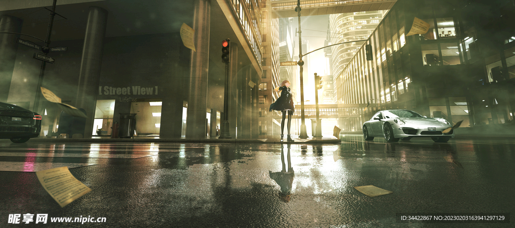 手绘真实城市建筑