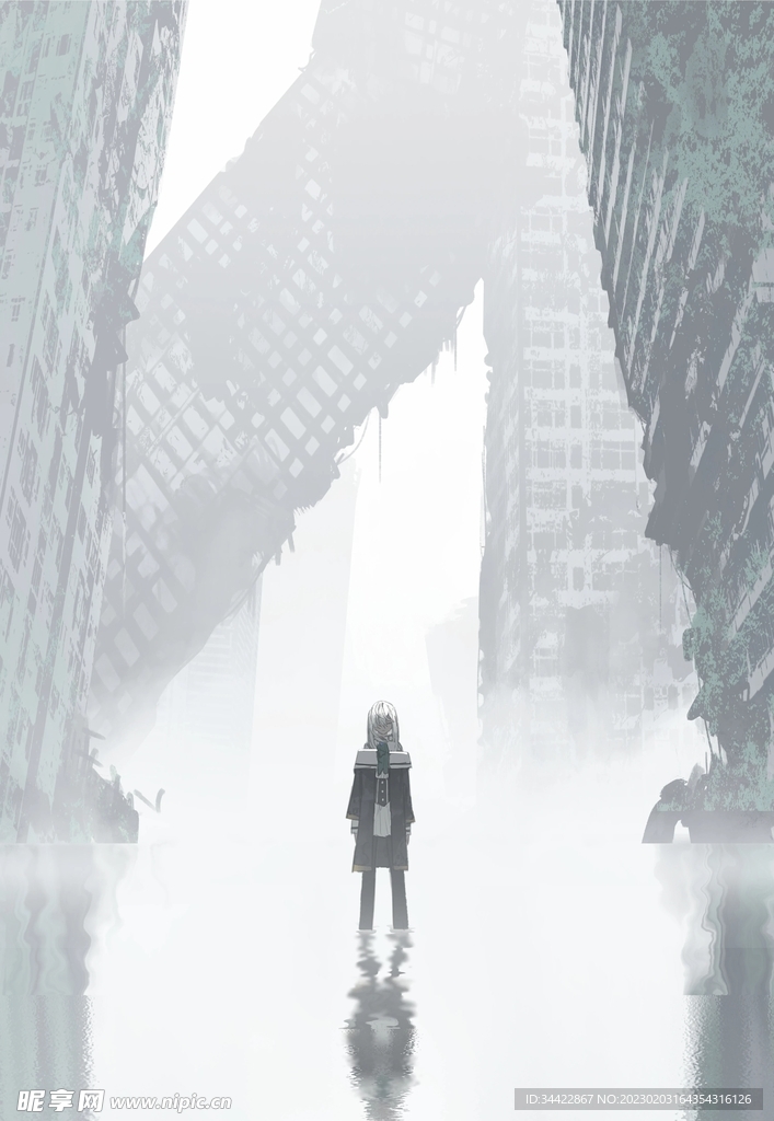 现代抽象黑白简约城市