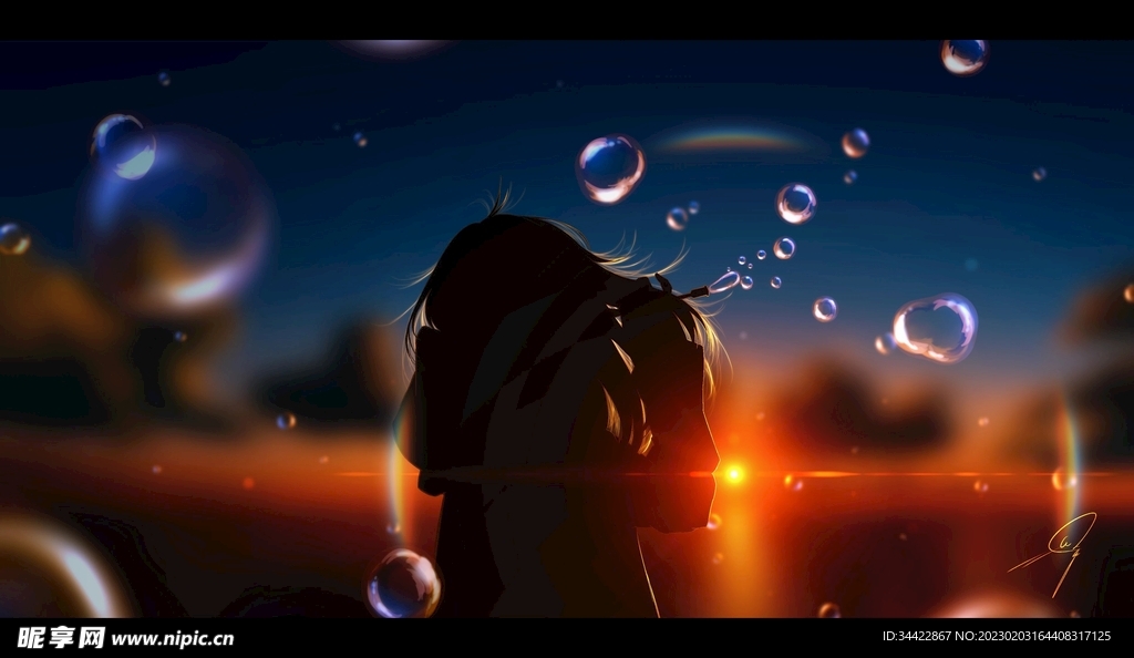 梦幻泡泡日暮黄昏