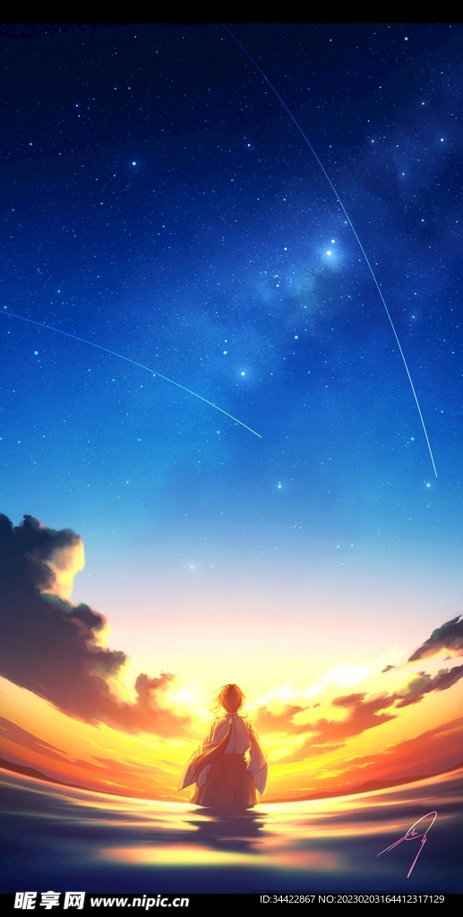 蓝天下坐着仰望