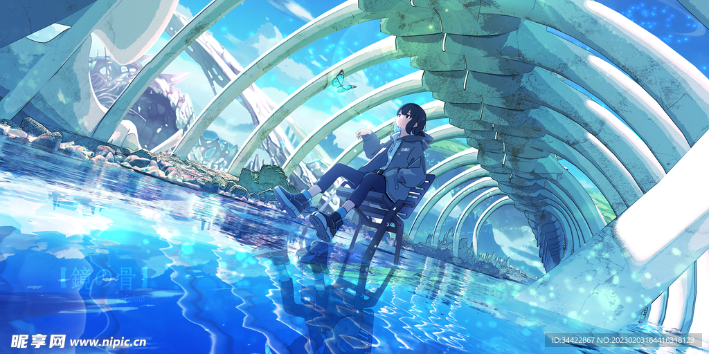 现代梦幻蓝天与桥洞