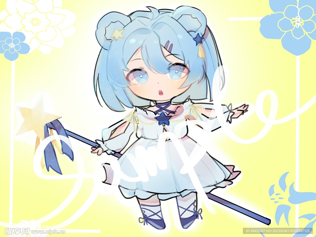 手绘Q版熊耳朵女仆