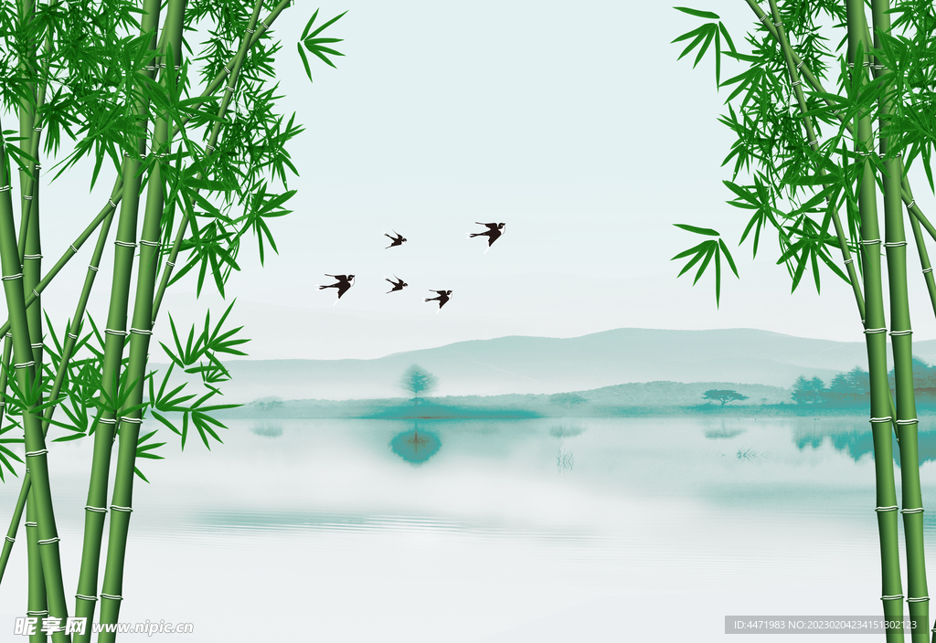 竹林电视背景墙装饰画