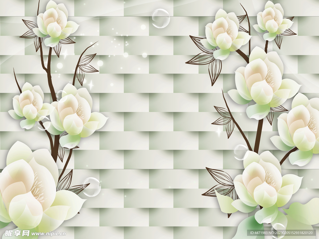 家和花卉电视背景墙 