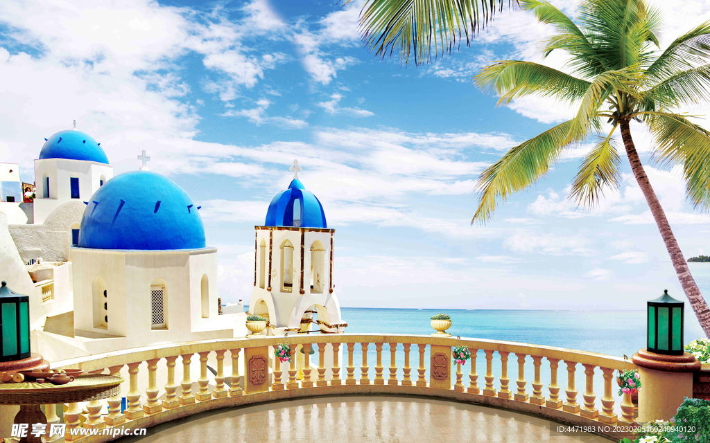 希腊度假地中海背景