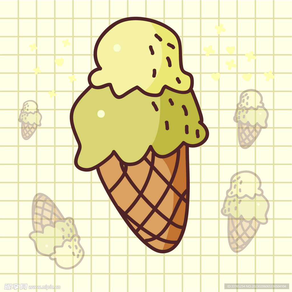 冰淇淋简笔插画