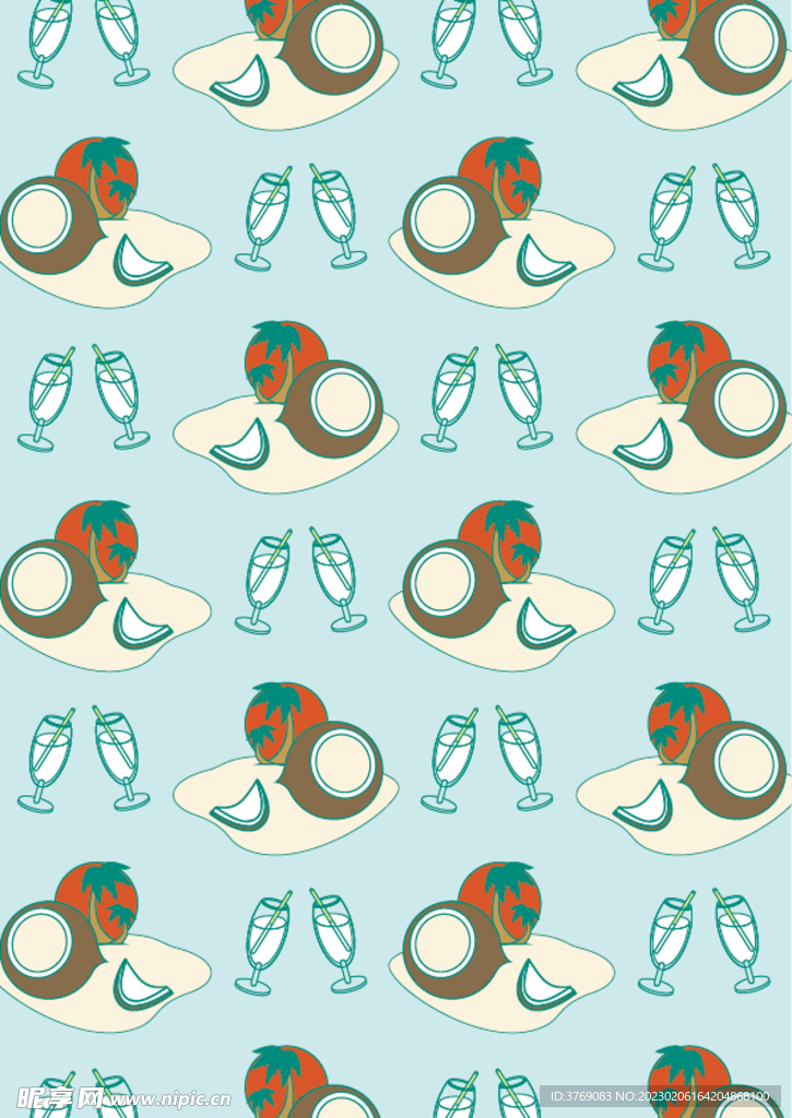 夏至大海小清新粉嫩简笔画