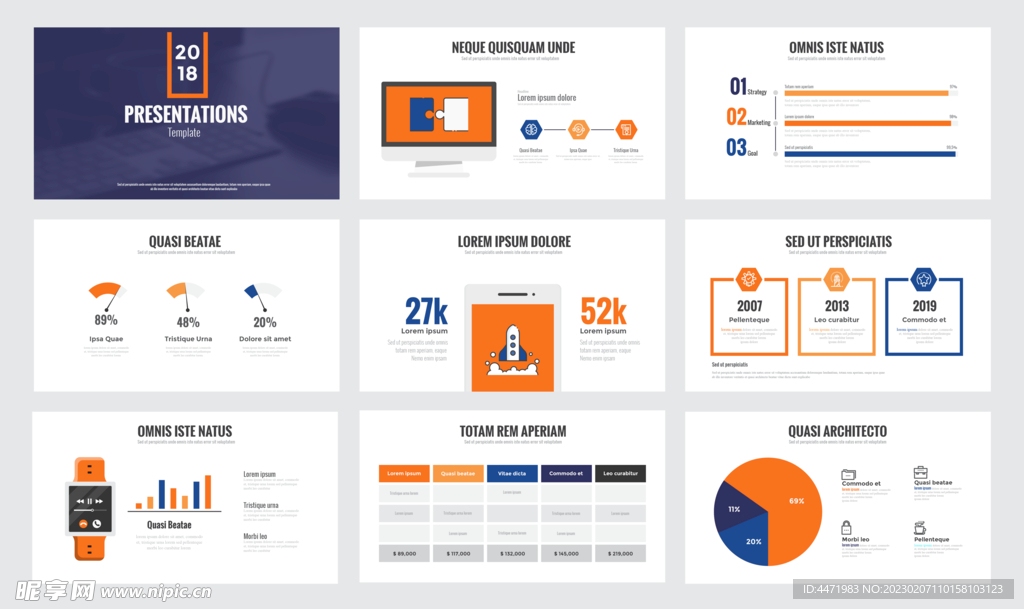 信息图表幻灯片模板设计psd 