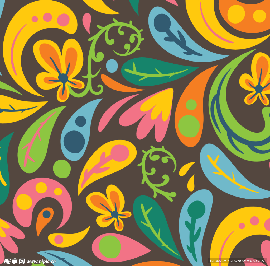 矢量手绘彩装饰花纹