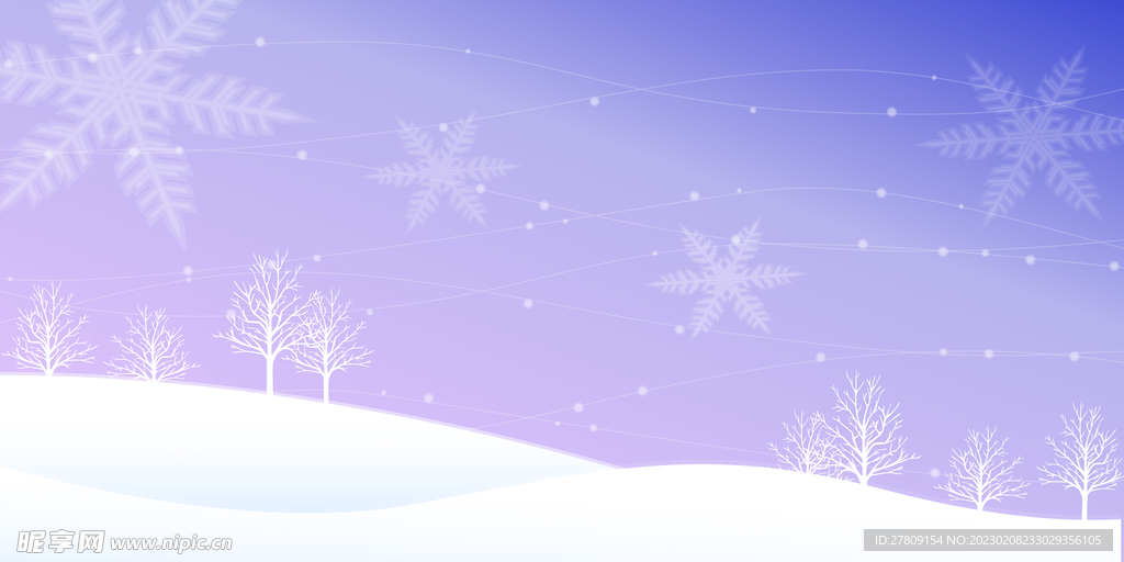 冬季梦幻唯美雪花圣诞海报背景图