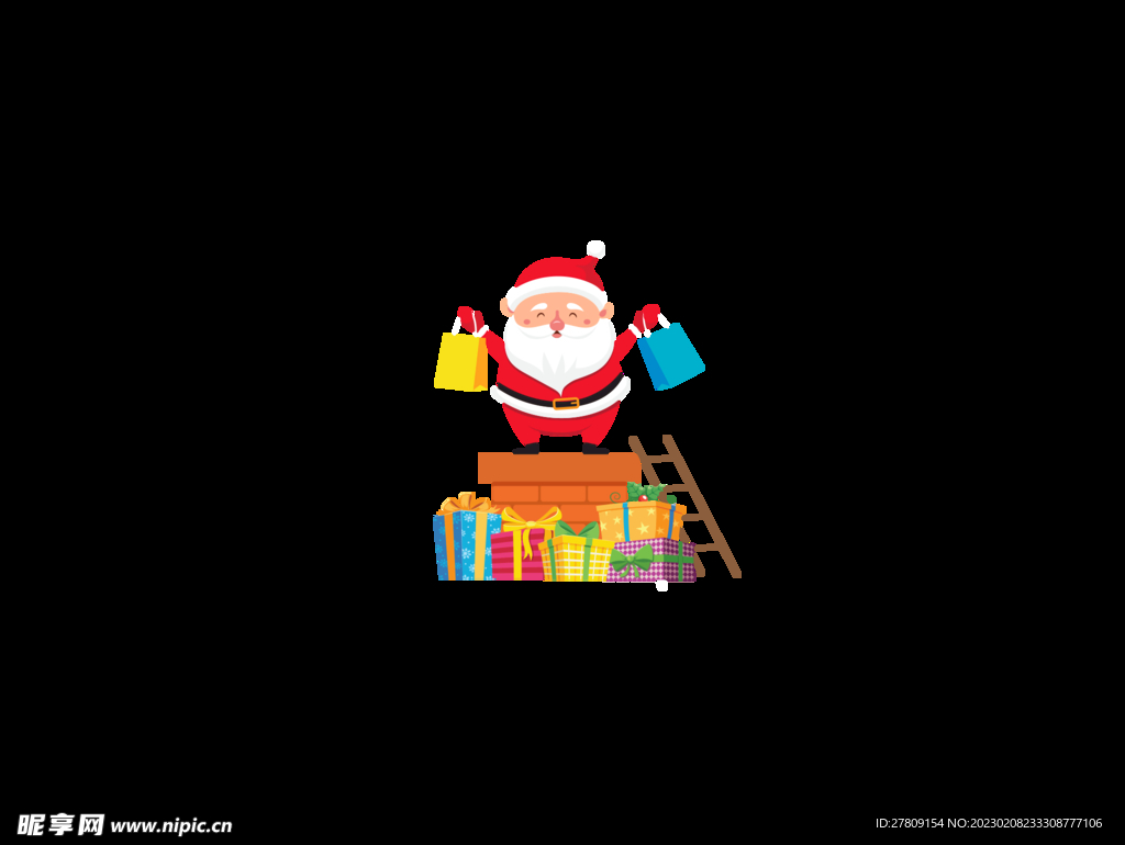 卡通圣诞老人礼物元素