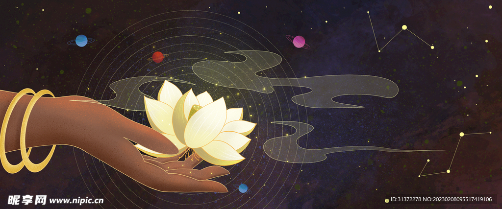  手绘古风插画背景图片