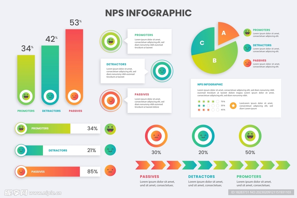 多彩主题信息图表素材