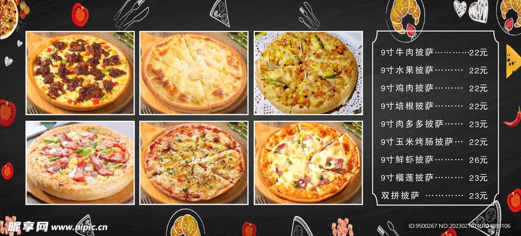 披萨价目表
