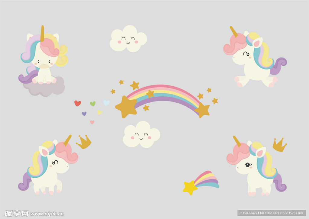 卡通彩虹独角兽