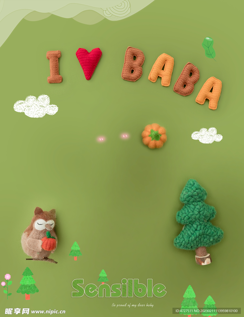 绿色背景宝宝摄影